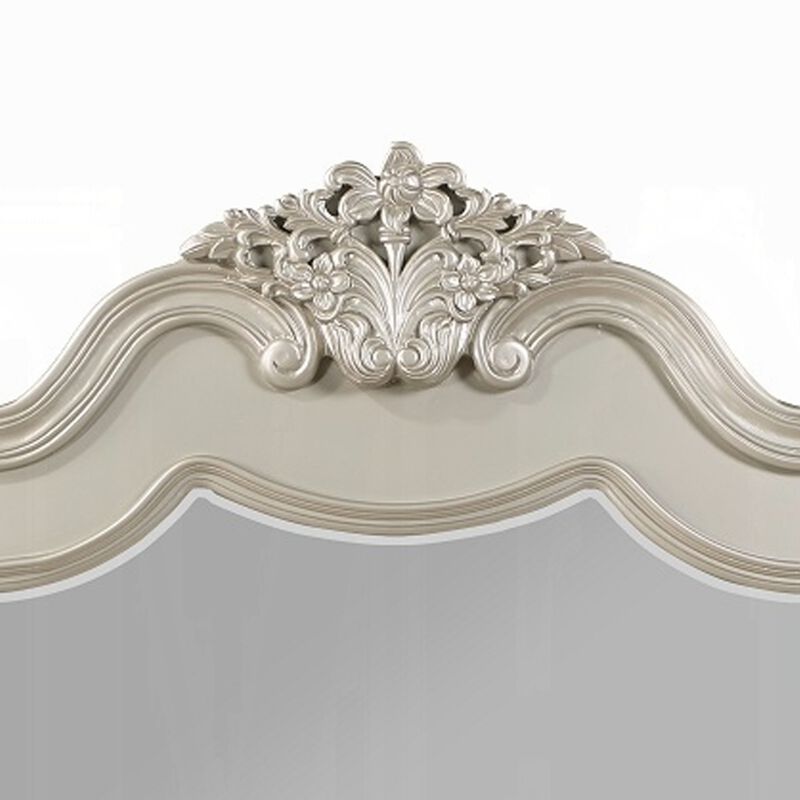 Bowe Dresser Mirror, 47x51, Wood Scalloped Edges and Beveled Glass