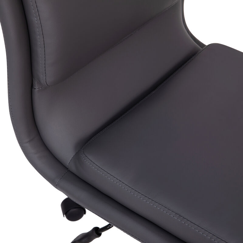 Madigan Mid-Back Armless Swivel Task Office Chair with LeatherSoft and Adjustable Chrome Base,
