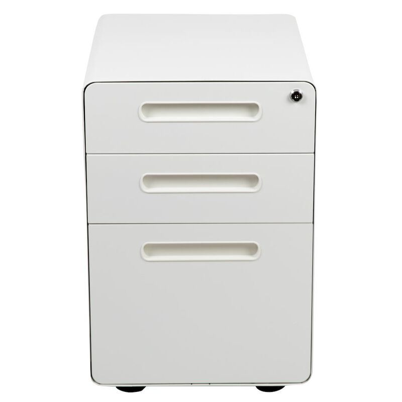 Flash Furniture 3-Drawer Mobile Locking Filing Cabinet with Anti-Tilt Mechanism, White image number 7