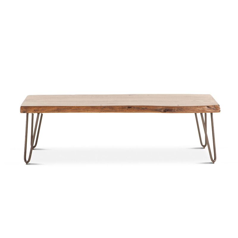 World Interiors Grandby Acacia Wood Live Edge Coffee Table in Walnut Finish image number 0