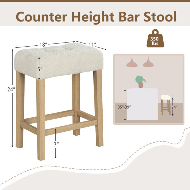 2-Piece Modern Counter Height Bar Stools with Durable Rubber Wood Legs image number 2