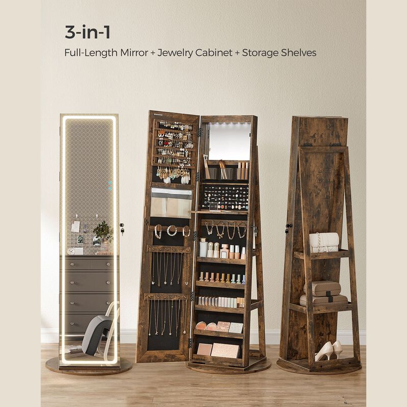 LED Mirror Jewelry Cabinet with Stand for Elegant and Functional Storage image number 7