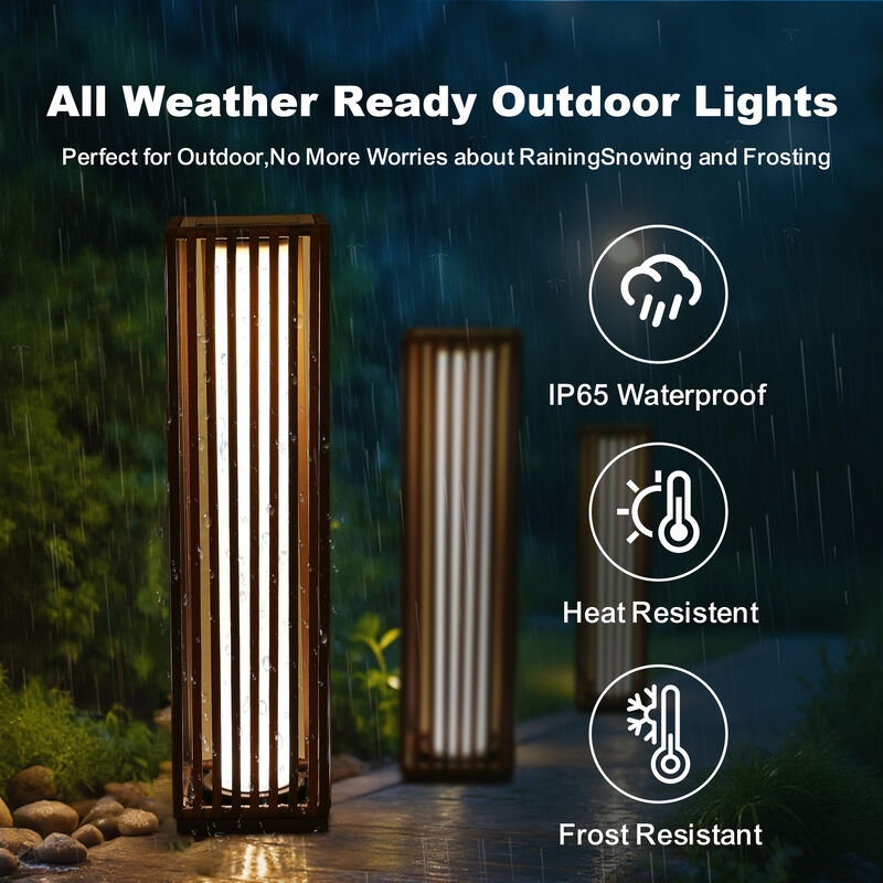 Solar Slatted Grid Path Light, Dark Brown, Warm Glow, Waterproof image number 5