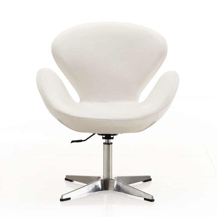 Raspberry Swivel Accent Chairs in White (Set of 2)