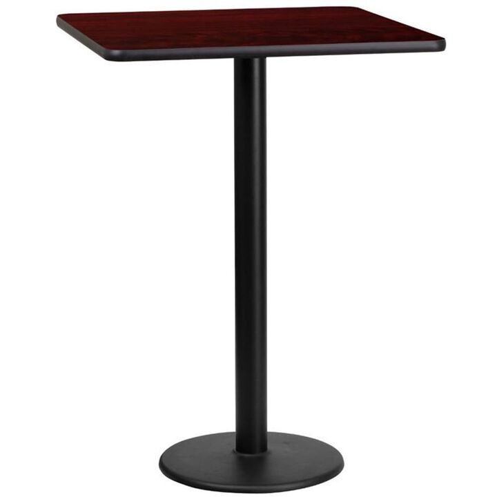 Flash Furniture 24'' Square Mahogany Laminate Table Top with 18'' Round Bar Height Table Base