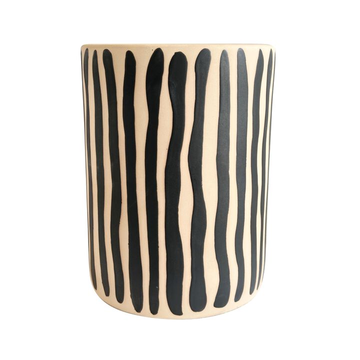 Tov Furniture Tempest Ceramic Table in Black Stripes