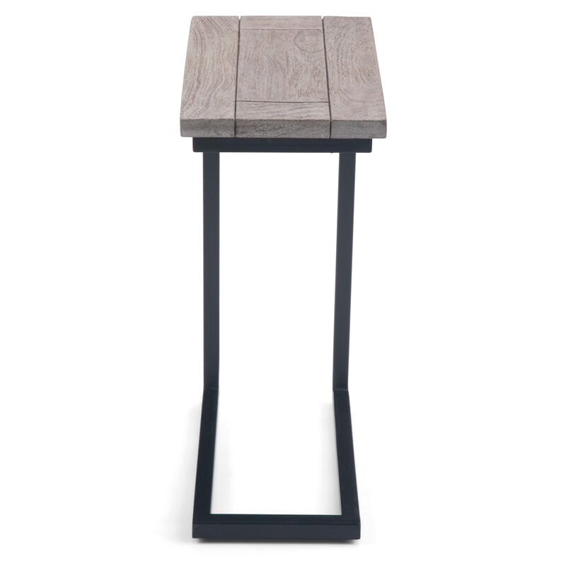 Skyler 18 inch Wide Solid Mango/Metal Industrial C Side Table in Birch/Black, Assembled image number 2