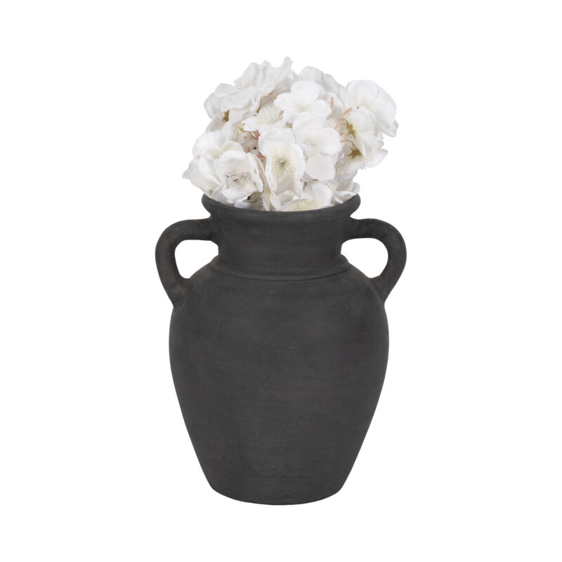 Terracotta, 9" Vase With Handles, Black image number 1