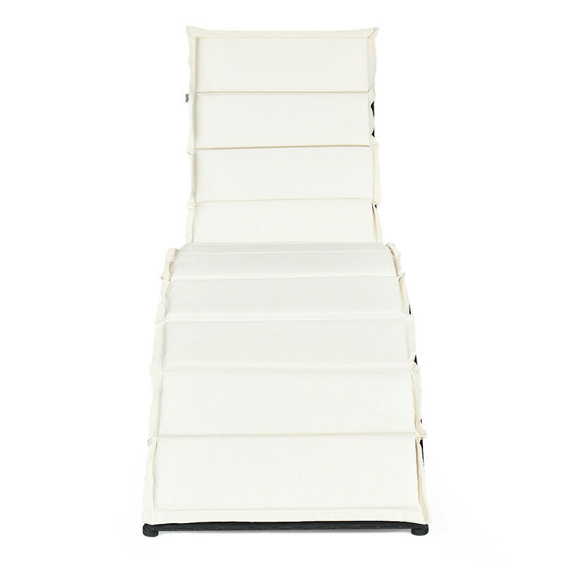 Folding Patio Rattan Lounge Cushioned Portable Chair