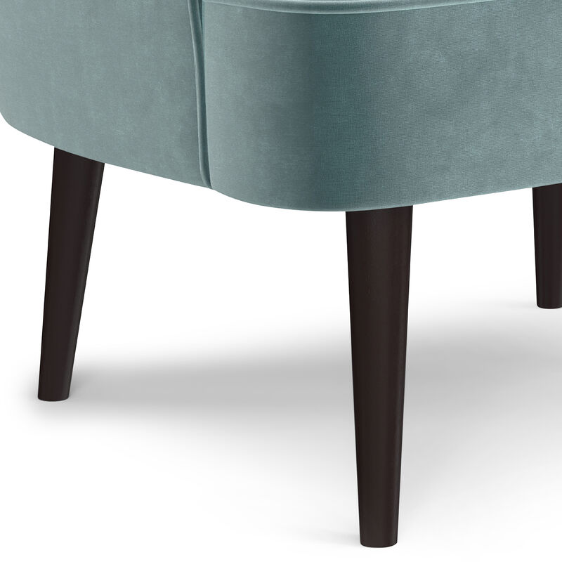 Harrah 33 inch Wide Contemporary Accent Chair in Seafoam Blue Velvet fabric