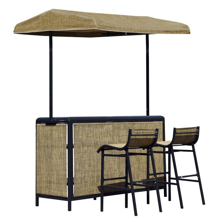 Intimate Bar Nook: 3-Piece Outdoor Set with Canopy and Storage Table