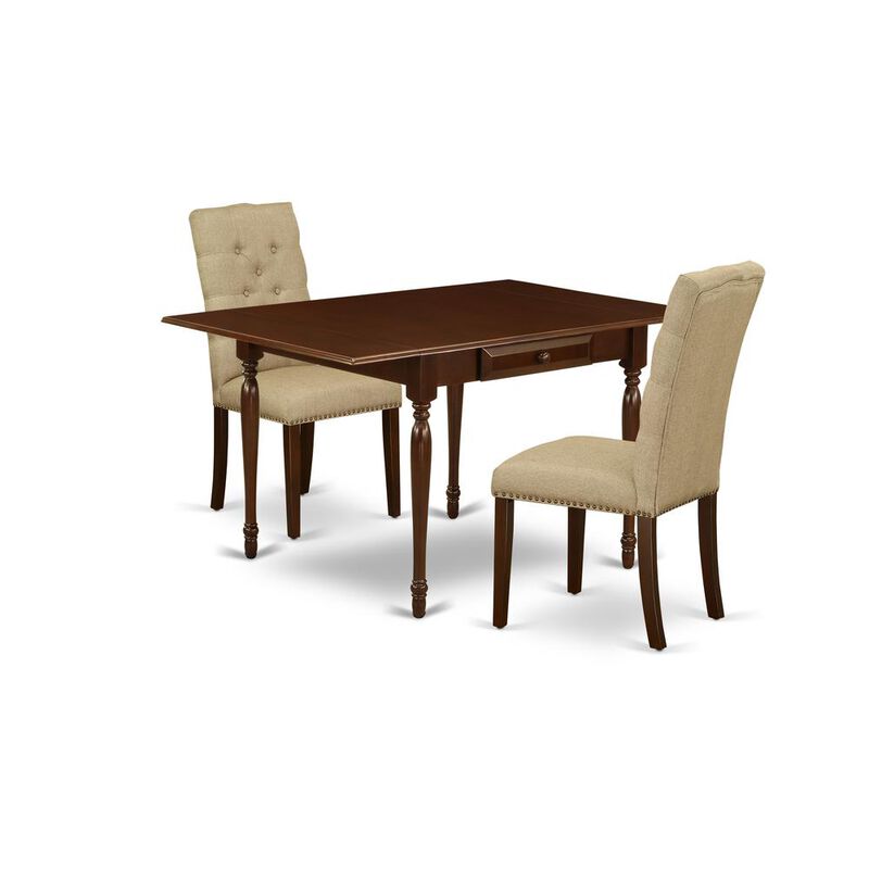 East West Furniture Dining Room Set Mahogany, MZEL3-MAH-16