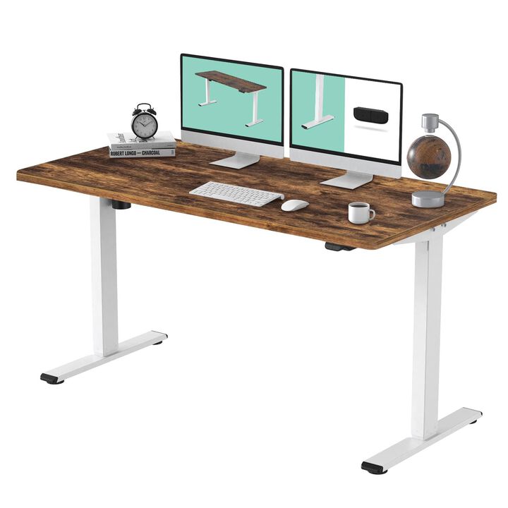 FLEXISPOT Adjustable Desk, Electric Standing Desk Sit Stand Desk Whole-Piece Desk Board for Home Office (EC1 Classic 55x28, Whit