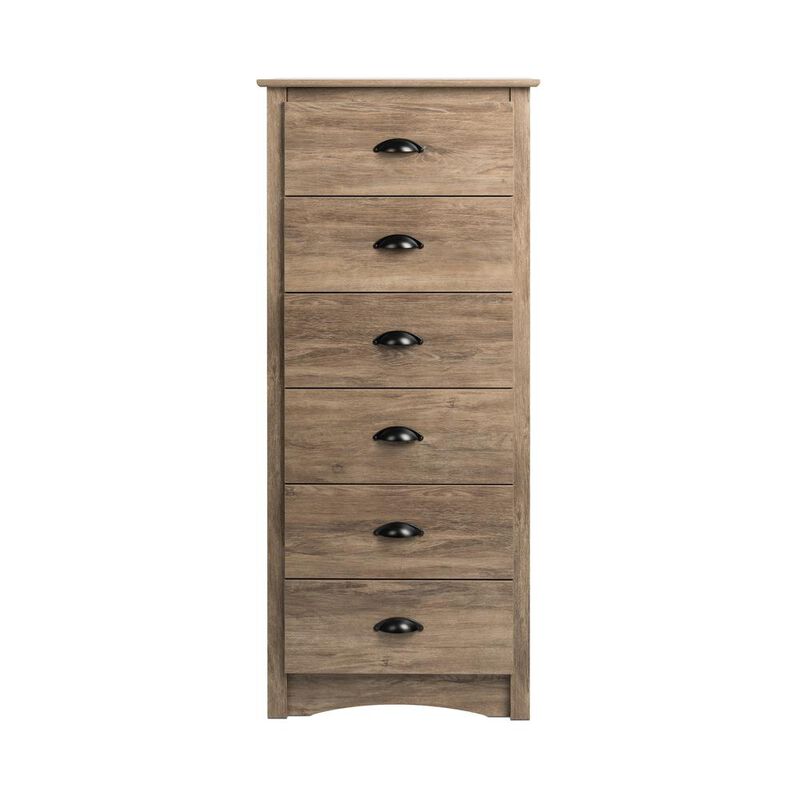 Prepac Salt Spring Tall 6-Drawer Chest, Drifted Gray