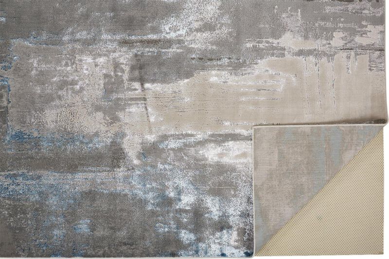 HomeRoots 5' X 8' Gray Ivory And Blue Abstract Area Rug image number 2
