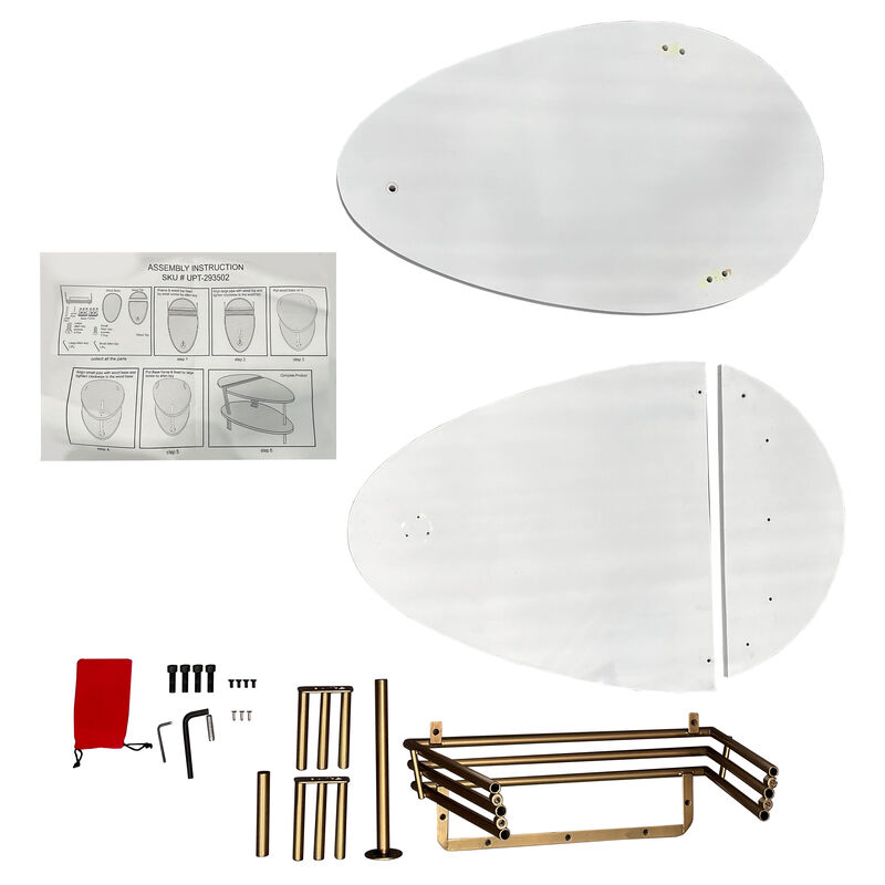 36 Inch Modern Coffee Table, Oval Elliptical Shape