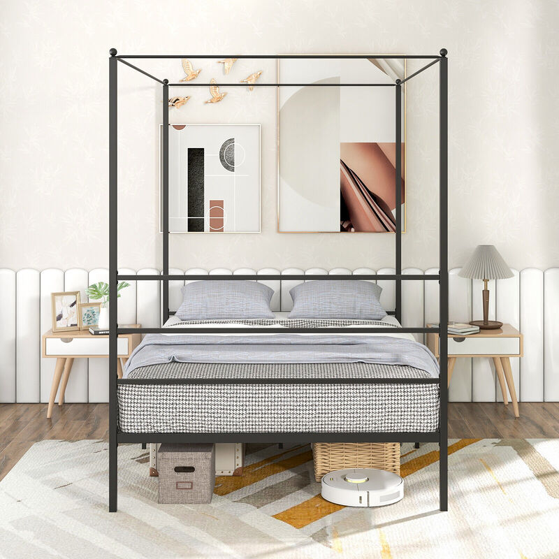 Canopy Bed Frame with Slat Support, Sturdy Metal Frame image number 5