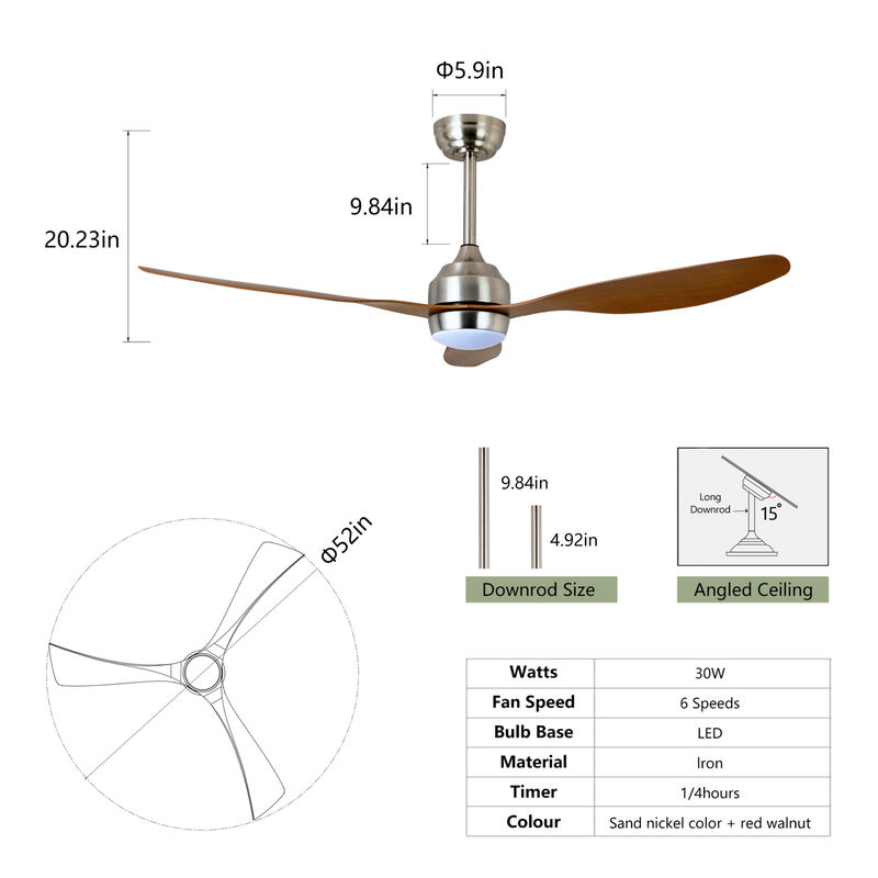ELEMENT ACE 52-Inch DC Motor Ceiling Fan with Light and Remote Control for Energy-Efficient Home Cooling image number 2