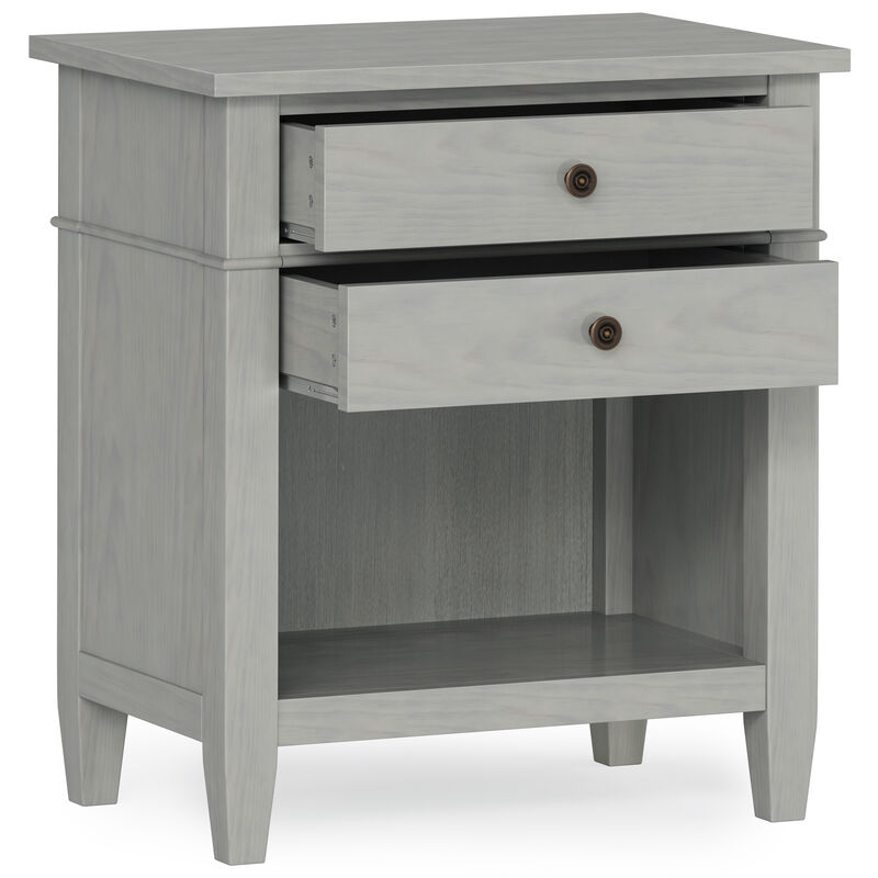 Carlton SOLID WOOD 24 inch Wide Contemporary Bedside Nightstand Table in Fog Grey