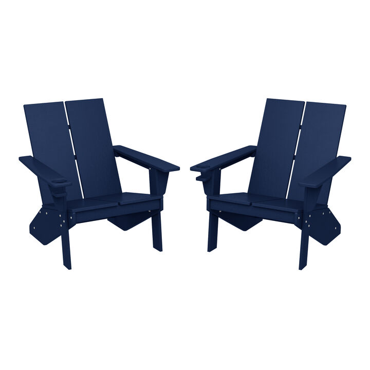 WestinTrends Outdoor HDPE Modern Adirondack Chair with Cup Holder (Set of 2)