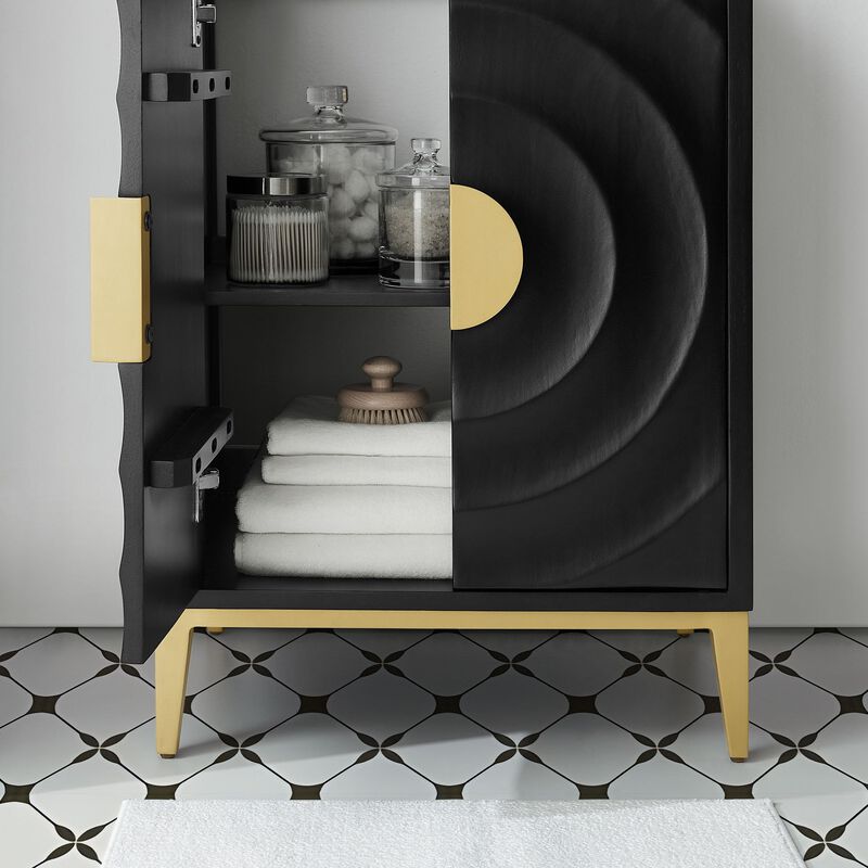 Modway Beau 24 Inch Wood Bathroom Vanity Cabinet in Black Black image number 4