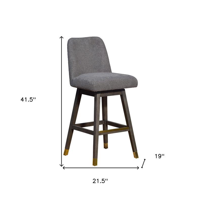 HomeRoots 30" Gray Solid Wood Bar Height Swivel Bar Chair image number 6