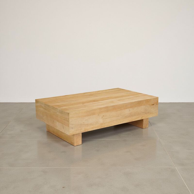 Elias Coffee Table | 42" Rectangular Top | Sandblasted Natural Brown Mango Wood | Wood Sustainably Harvested image number 6
