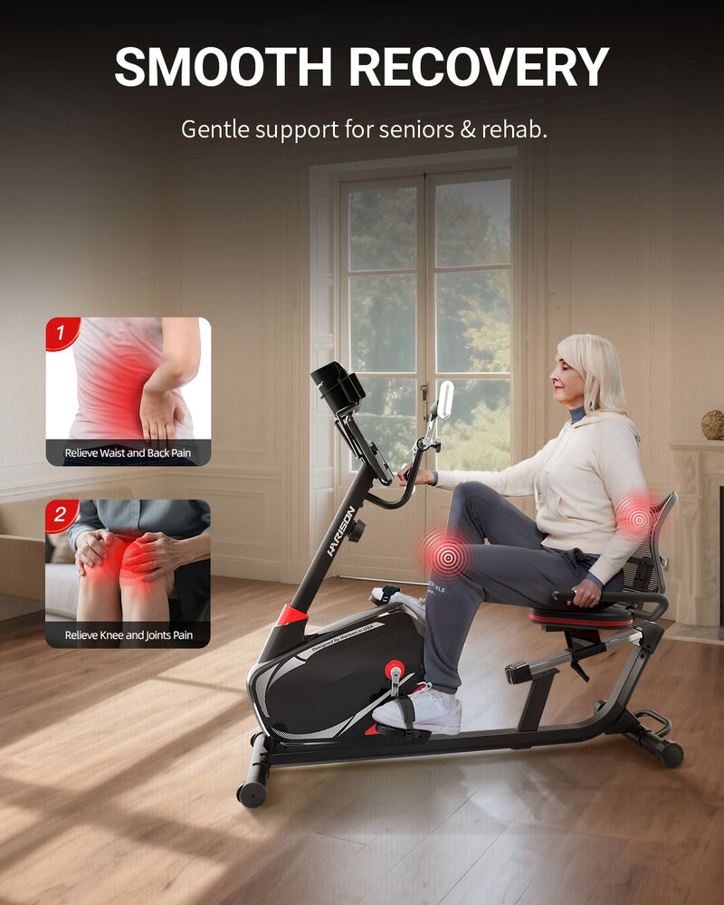 HARISON Magnetic Exercise Bike with Arm Exerciser, 350 LB Recumbent Bike, Bluetooth App, LCD & Tablet Holder (HR-B8A Re) image number 1