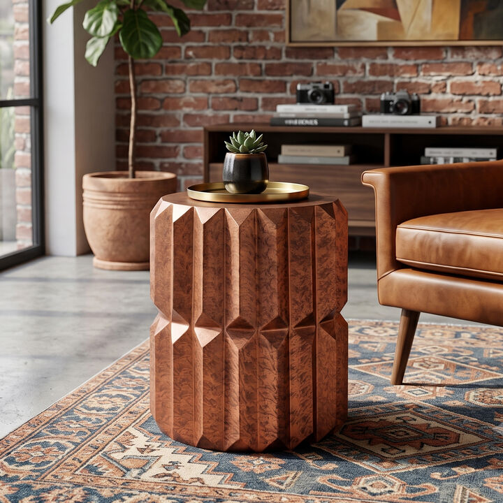 Quessara Copper Faceted End Table