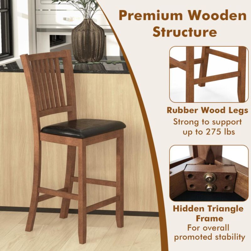Hivvago 2-Piece Bar Chair Set Counter Height Bar Stool with Backrest