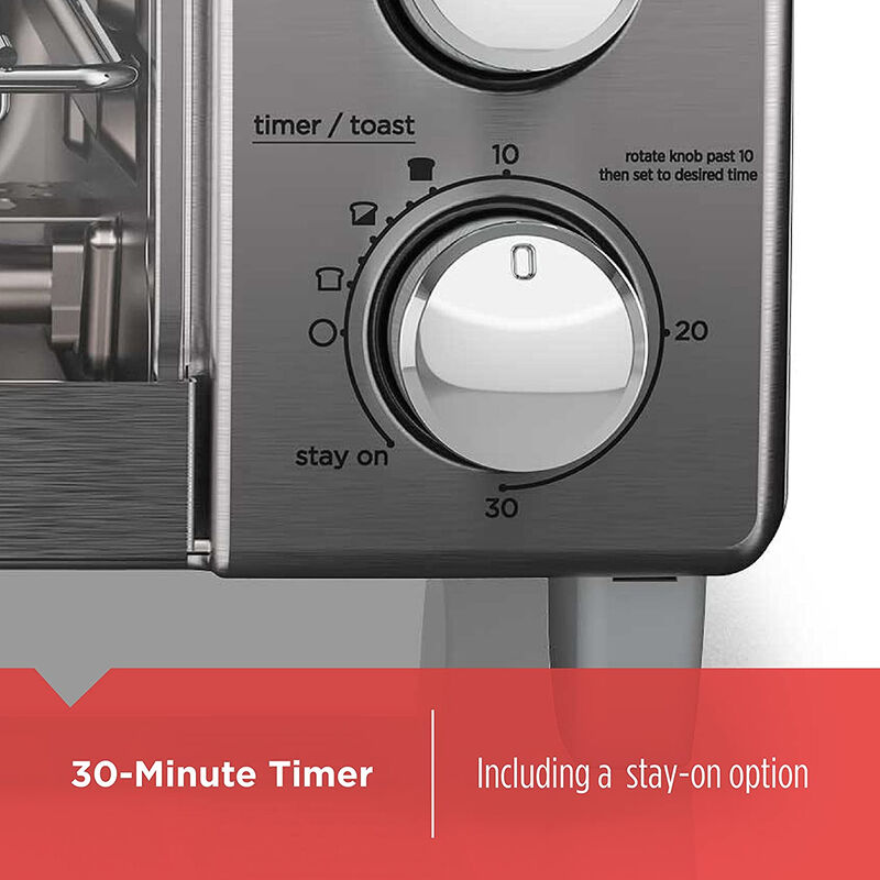 Black and Decker Natural Convection 4 Slice Toaster Oven in Stainless Steel image number 3