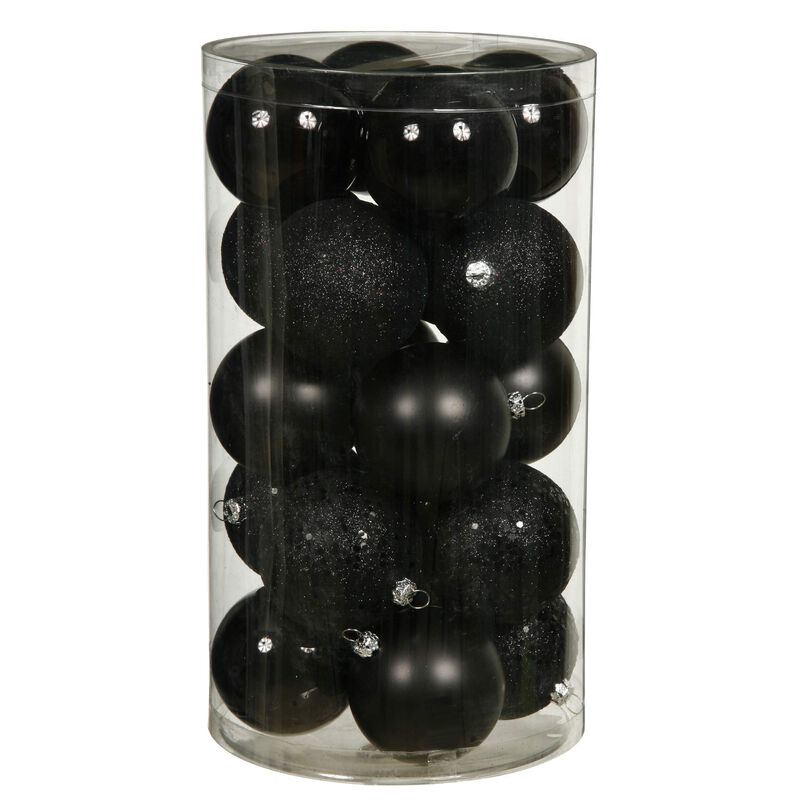 Vickerman 163344-2.4" Black 4 Finish Ball Christmas Tree Ornaments (set of 24) (N590617) image number 1