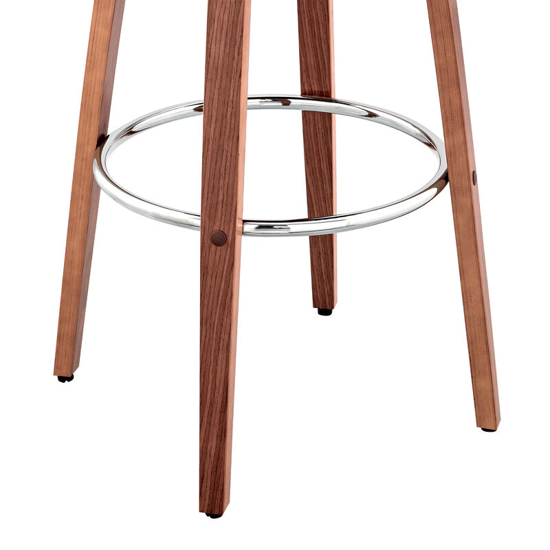 30 Inch Leatherette Barstool with Cut Out Back, Gray and Brown-Benzara