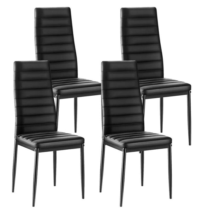 Modern Accent Dining Chairs Set of 4, Padded Leather Chairs with Sturdy Metal Legs