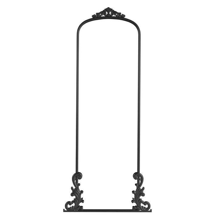 HomeRoots 68" Black Metal Arch Framed Full Length Mirror
