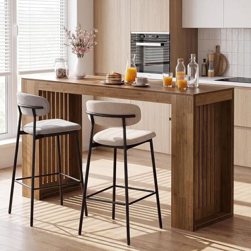 63 Inch Long Brown Counter Height Bar Table for Home Bar and Dining Room image number 1
