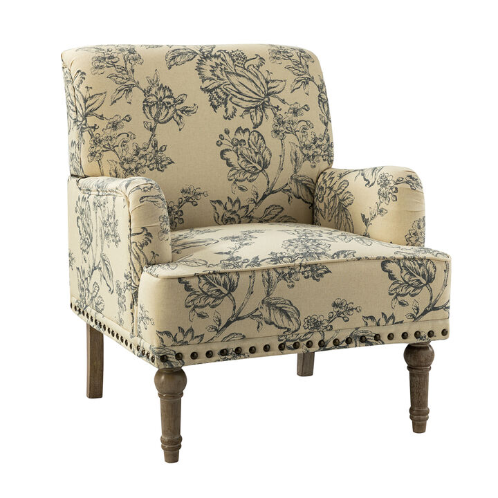 Thyrsus Armchair with Nailhead Trim and Turned Legs