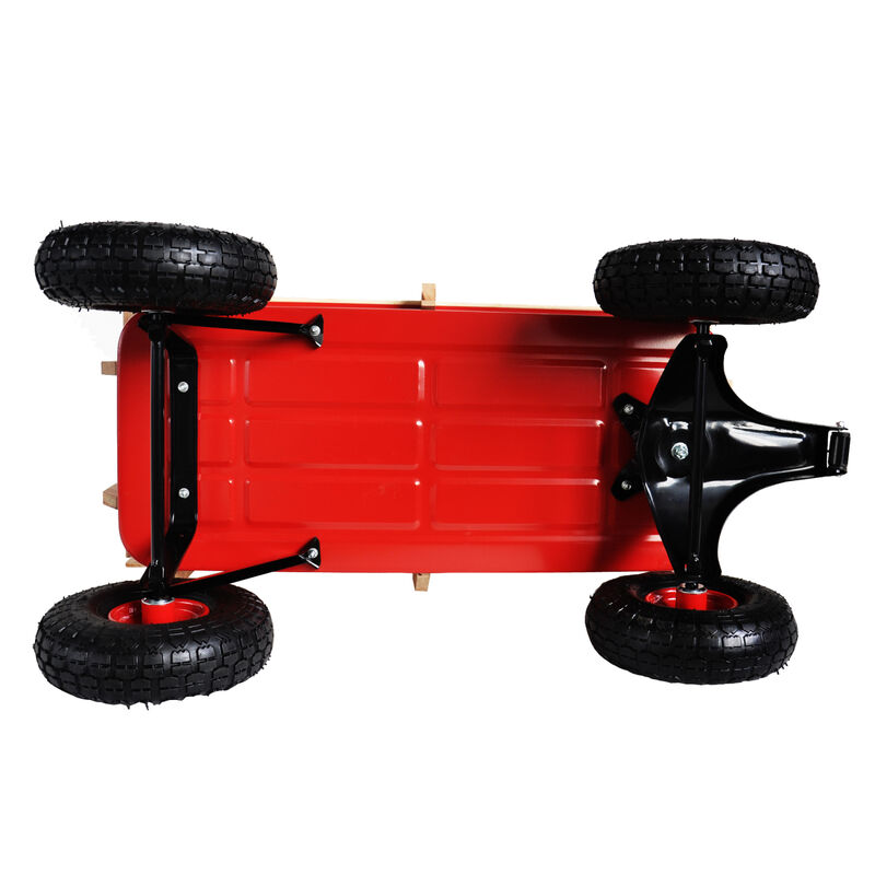 Streamdale Outdoor Sports Wagon w/Wood Panels & Air Tires (Red) image number 6