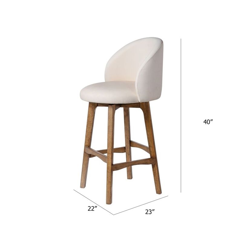 Gery Swivel Barstool Chair, Cream Fabric Seat with Natural Brown Legs image number 1