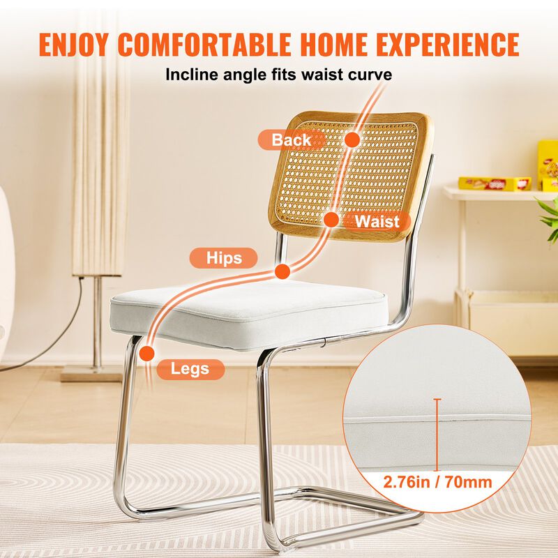 Set of 4 Rattan Dining Chairs Mid Century Modern Velvet Upholstered Accent Chairs