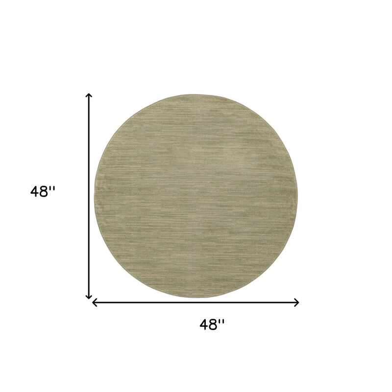 HomeRoots 4' Green And Gold Round Abstract Indoor Outdoor Area Rug image number 3