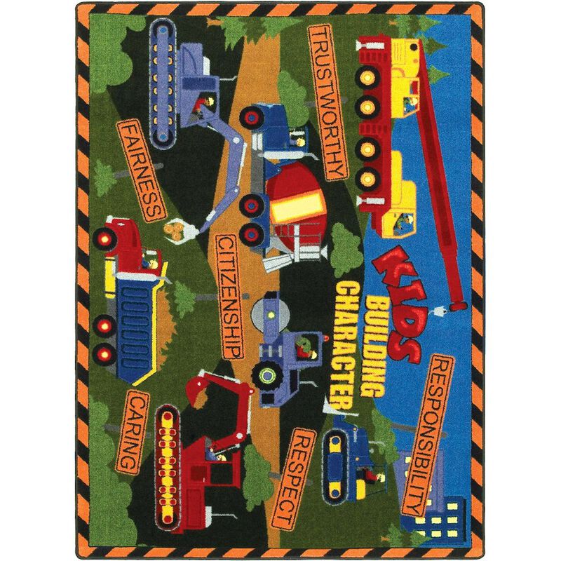 Joy Carpets Kid Essentials Kid's Building Character 10'9 x 13'2 Area Rug in Color Multi