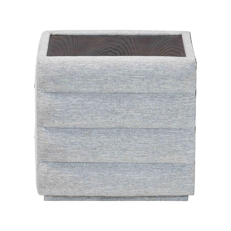 Baxton Studio Cadmus Modern Light Grey Channel Tufted Fabric 2 Drawer Nightstand