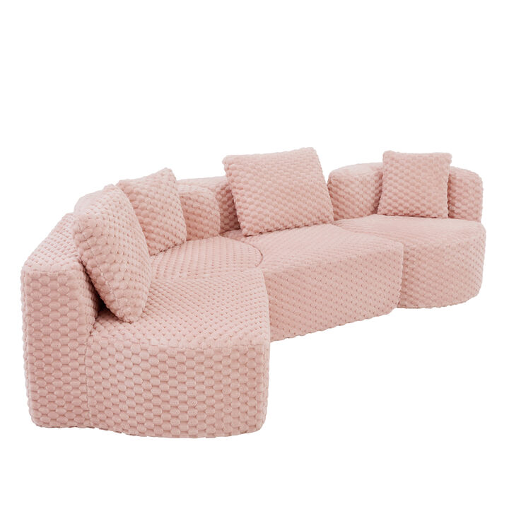 Merax Modular Sofa with Deep Seating & Bubble Velvet Upholstery &ndash; Freely Configurable Sections