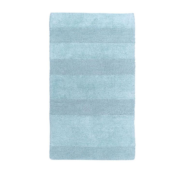 Splendid Striped Bath Rug Is Made Of Soft Plush Cotton Is Super Soft To The Touch 21" X 34" Light Blue
