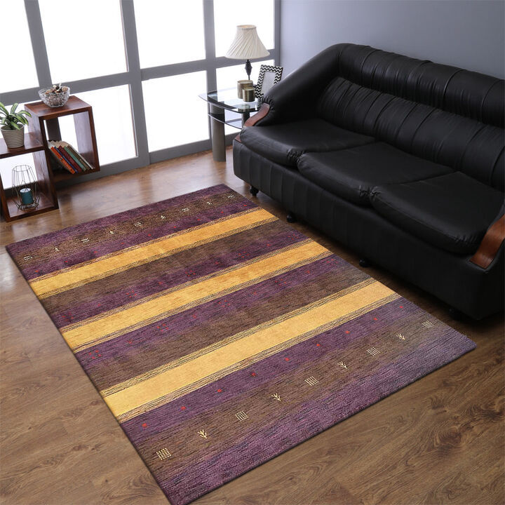 RUGSOTIC CARPETS HAND KNOTTED LOOM WOOL ECO-FRIENDLY AREA RUGS  - Rectangle, Contemporary Modern Design, High Pile Handmade Anti Skid Rugs for Living Room (L0A211)