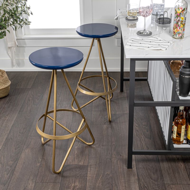 Spiroa Modern Industrial Metal Backless Circular Bar Stool