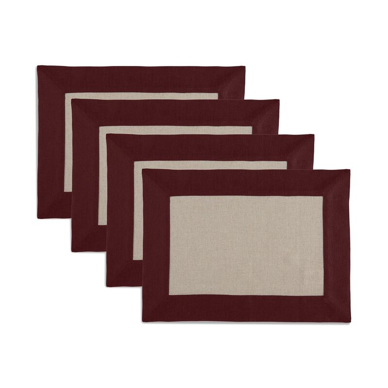 Solino Home Contempo 100% Linen Placemats &ndash; Set of 4, 14 x 19 in, Machine Washable, Holiday and Everyday Dining