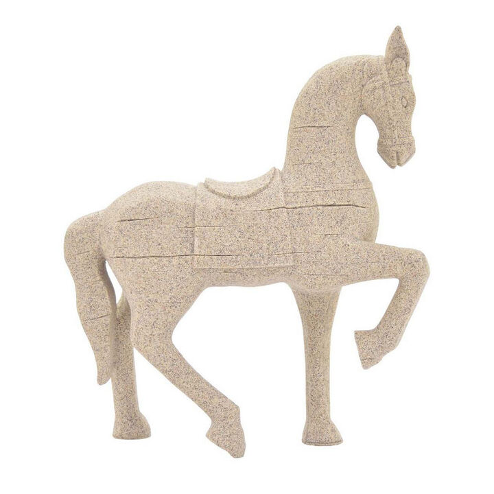 Ruhe 18 Inch Horse Figurine Statuette, Lifelike, Standing Pose, White Resin - Benzara