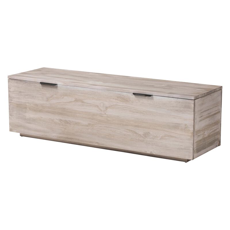 bali & pari Alvaro Wood Storage Trunk with Hinged Lid - Rectangular Blanket Chest and Bedroom Bench with Spacious Interior, Modern Farmhouse Storage Furniture for Entryway, Bedroom, or Living Room image number 0